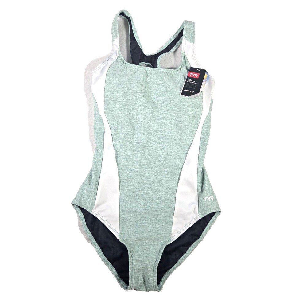TYR Women's Durafast Max Splice Controlfit Swimsuit One Piece Green Size 12 New